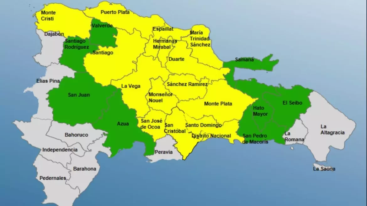 Coe mantiene 23 provincias en alerta amarilla
