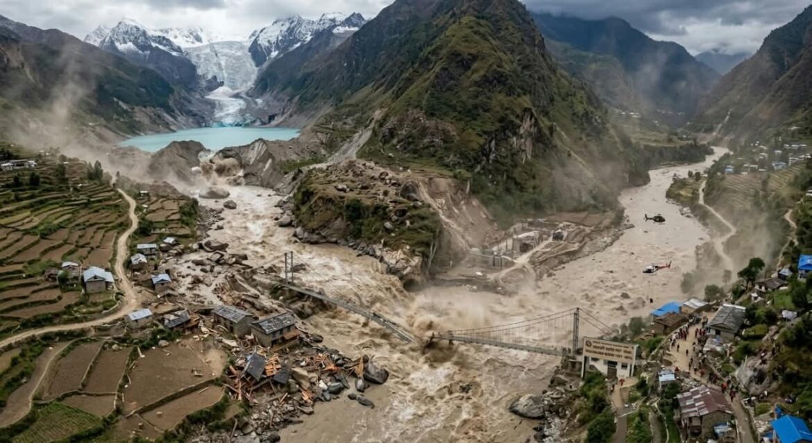 Avalancha glaciar GLOF Nepal destrucción valle