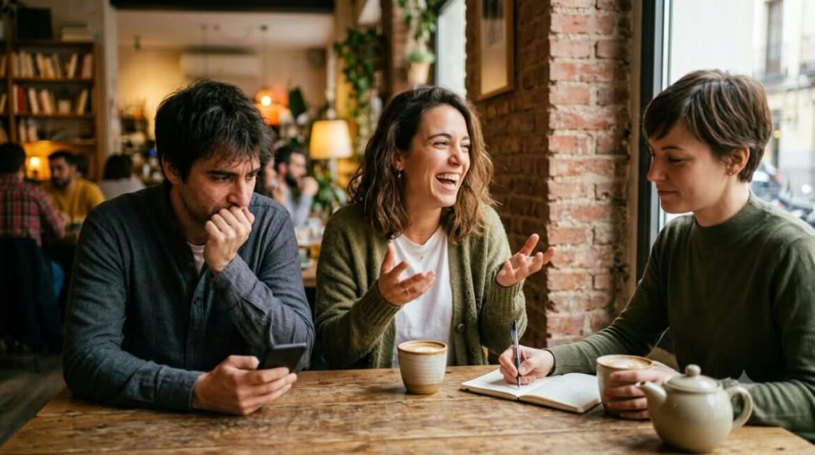 Representación científica del ADN y factores ambientales influyendo en la personalidad humana